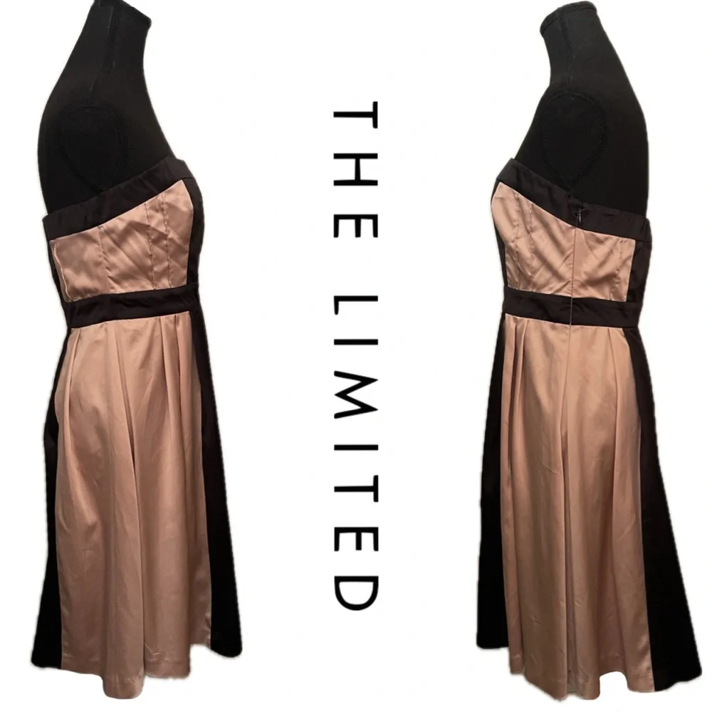 NWT Limited Satin Black Gold Bodice Strapless Cocktail Party Mini Micro Dress 6 - Picture 2 of 7